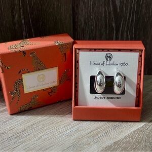 House of Harlow 1960 Silver Teardrop Earrings | Nickel-Free, Lead-Safe, Gift NIB